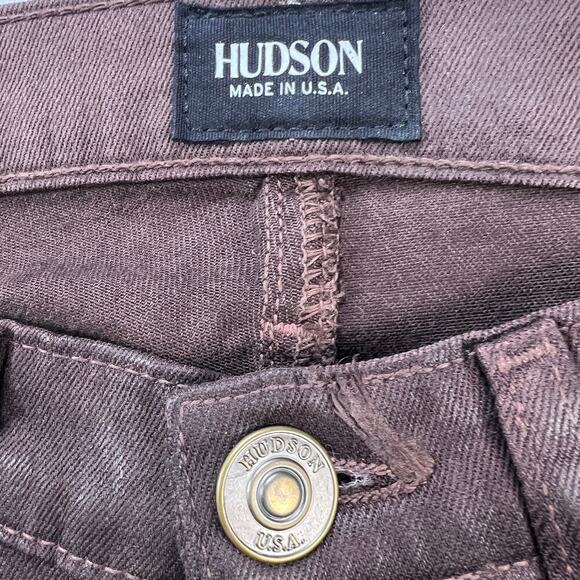Hudson Krista Super Skinny Low Rise Chocolate Brown Coated Jeans Size 25 - Picture 2 of 12